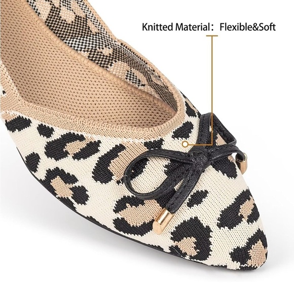 Leopard Print Ballet Flats with Bow - Picture 4 of 7